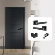 Fully Finished Black Laminate Iseo 5P FD30 Fire Rated Internal Door with Handle Pack