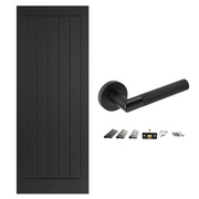 CLEARANCE Black Cottage Internal FD30 Fire Rated Door and Handle Pack Bundle