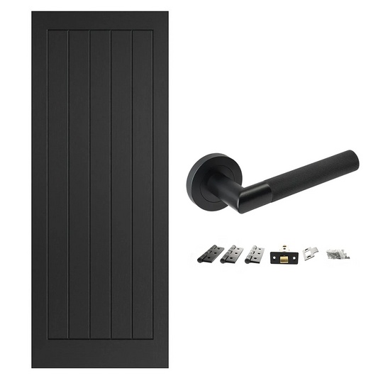 CLEARANCE Black Cottage Internal FD30 Fire Rated Door and Handle Pack Bundle