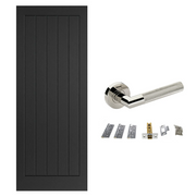 CLEARANCE Black Cottage Internal FD30 Fire Rated Door and Handle Pack Bundle