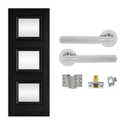 Fully Finished Solid Core Laminated Kedleston 3L Glazed Internal Door with Handle Bundle