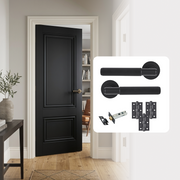 Fully Finished Black Laminate Lyon FD30 Fire Rated Internal Door with Handle Pack