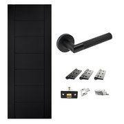 Linear 7P Laminate Black Finished Internal Door & Handle Pack Bundle