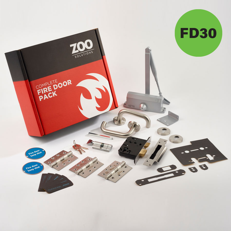 Complete FD30 Fire Door Pack Lever Handle Locking Kit
