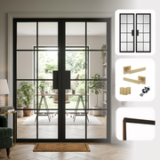 Malvern Black Clear Glazed Internal Pair Door Set