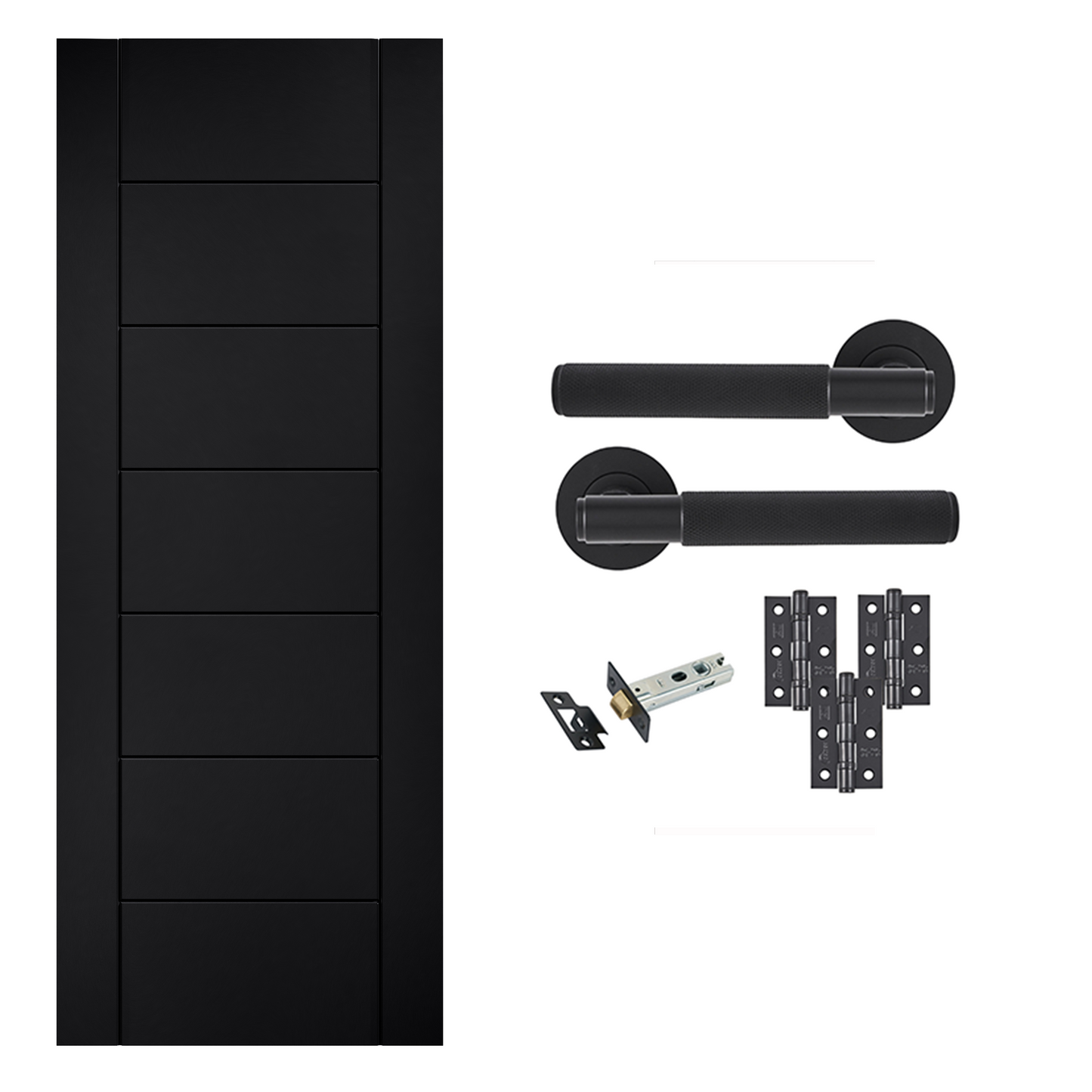 Linear 7P Laminate Black Finished Internal Door & Handle Pack Bundle