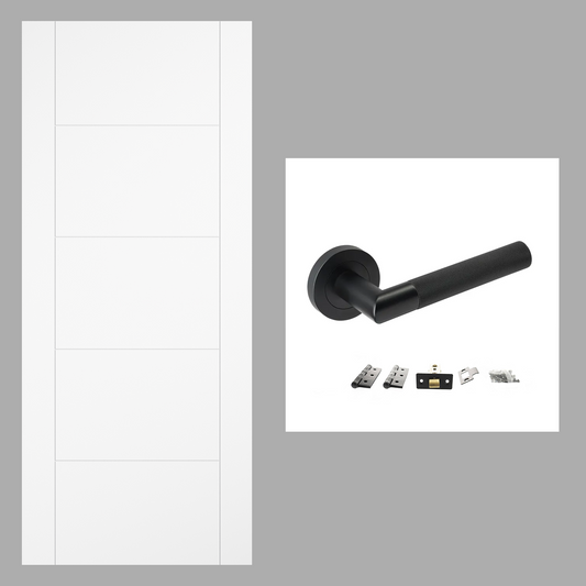White Smooth Moulded Vancouver Hollow Core Internal Door & Handle Pack Bundle