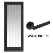 Black Cottage Glazed Internal Door and Handle Pack Bundle