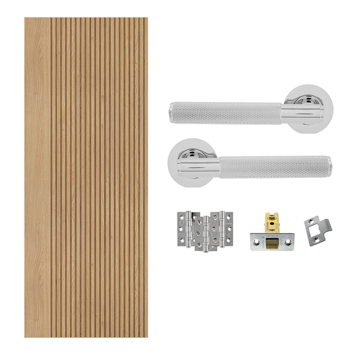 Fully Finished Oak Melbourne Internal Door with Handle Pack