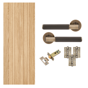 Fully Finished Oak Montreal Internal Door with Handle Pack
