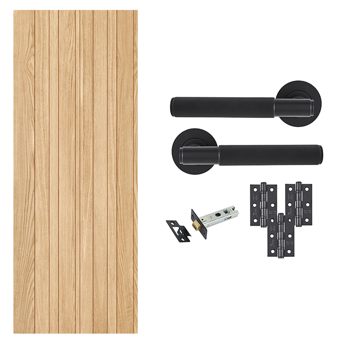 Fully Finished Oak Montreal Internal Door with Handle Pack