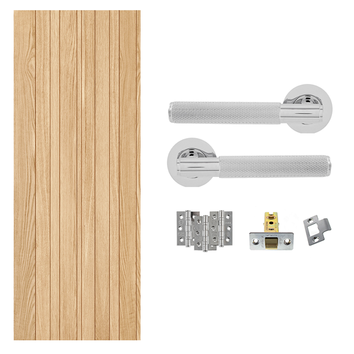 Fully Finished Oak Montreal Internal Door with Handle Pack