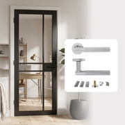 Fully Finished Black Laminate Naples Clear Glazed Internal Door with Handle Pack