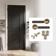 Fully Finished Black Laminate Naples Internal Door with Handle Pack