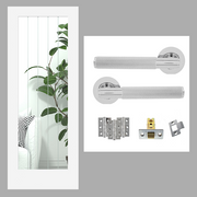Fully Finished White Newark Cottage Pattern 10 Glazed Internal Door with Handle Pack Bundle