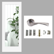 White Primed Pattern 10 Clear Glazed Internal Door with Handle Pack