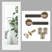 Fully Finished White Newark Cottage Pattern 10 Glazed Internal Door with Handle Pack Bundle