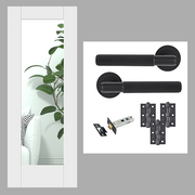 White Primed Pattern 10 Clear Glazed Internal Door with Handle Pack
