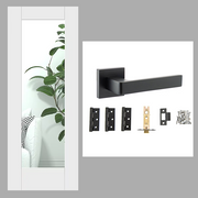 White Primed Pattern 10 Clear Glazed Internal Door with Handle Pack
