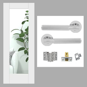 White Primed Pattern 10 Clear Glazed Internal Door with Handle Pack