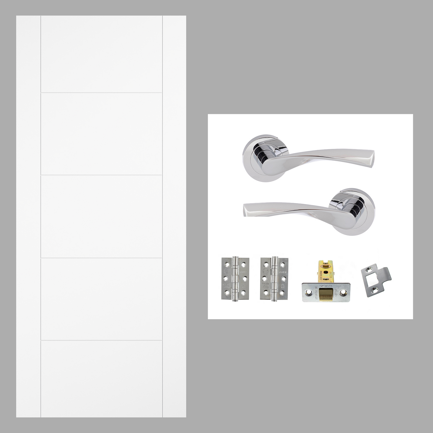 White Smooth Moulded Vancouver Hollow Core Internal Door & Handle Pack Bundle