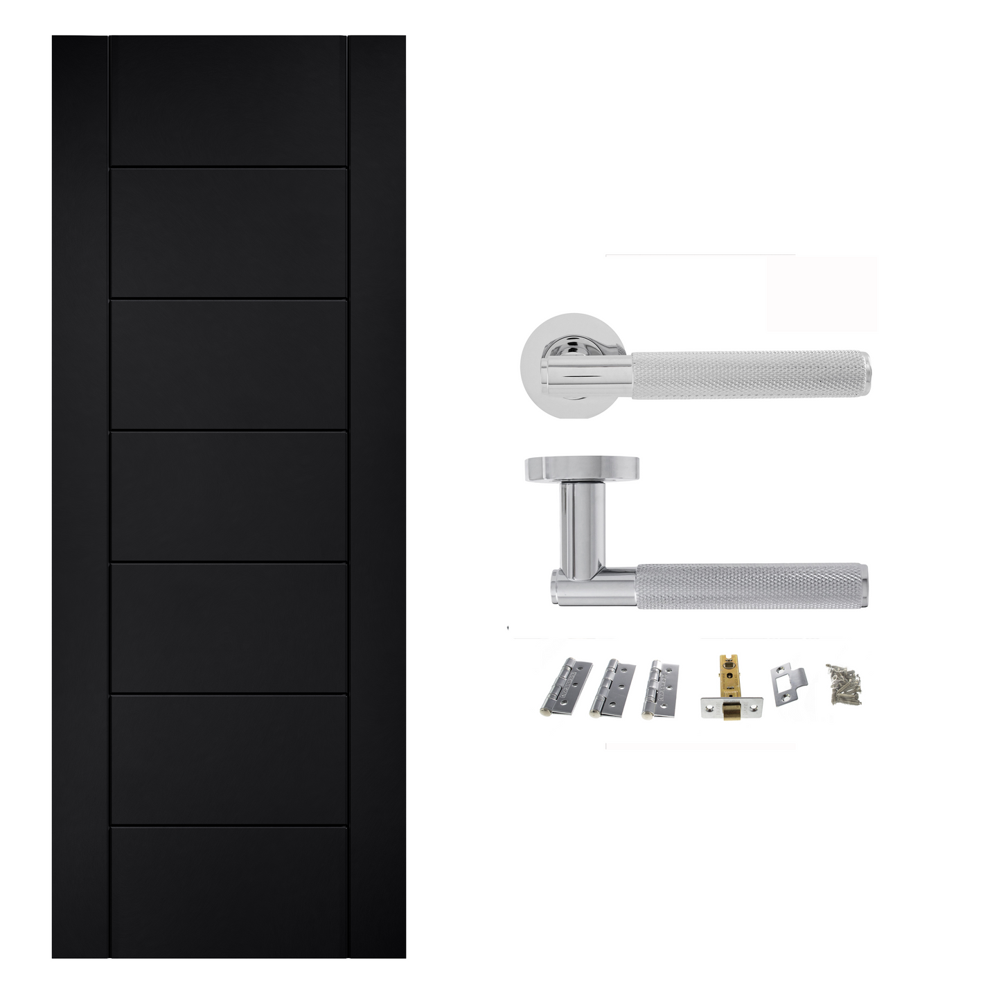 Linear 7P Laminate Black Finished Internal Door & Handle Pack Bundle