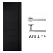 Linear 7P Laminate Black Finished Internal Door & Handle Pack Bundle