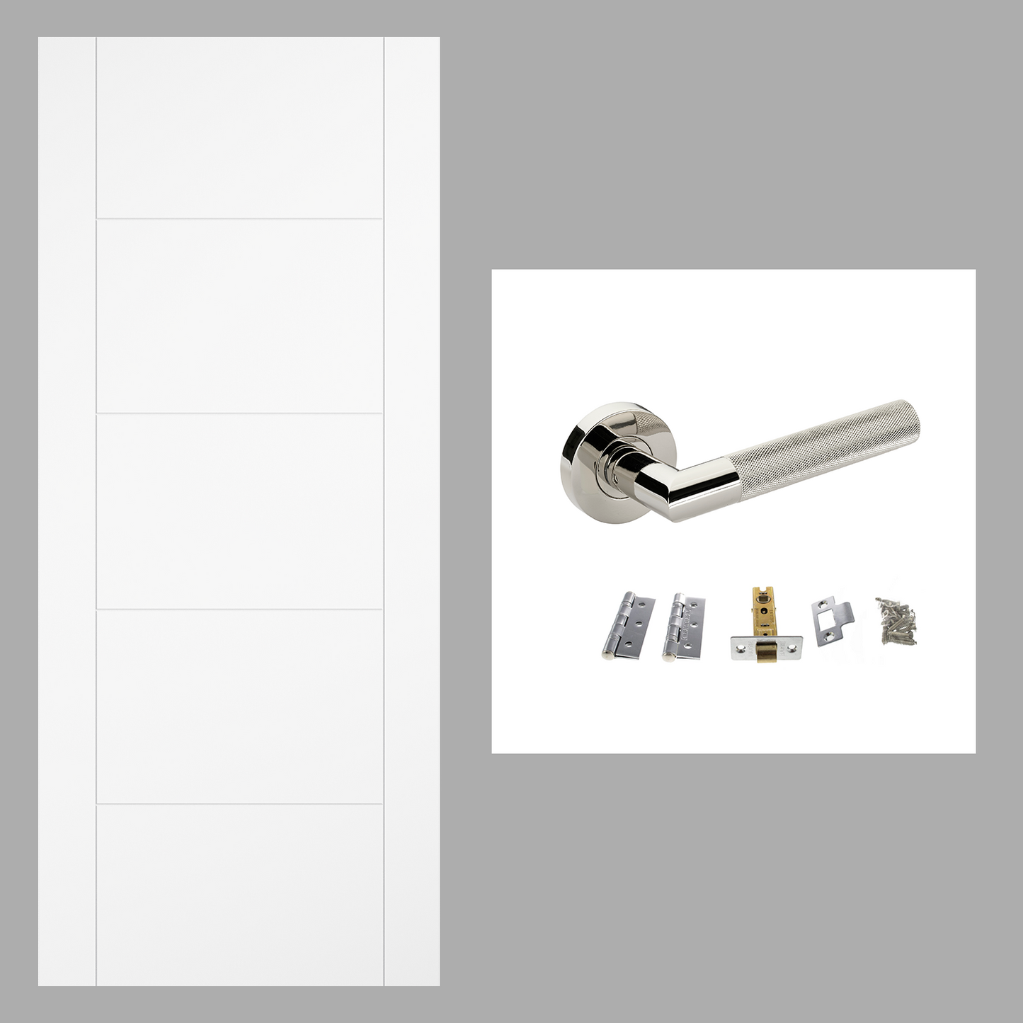 White Smooth Moulded Vancouver Hollow Core Internal Door & Handle Pack Bundle