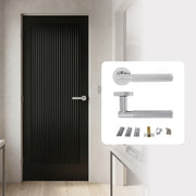 Fully Finished Black Ravenna Reeded FD30 Fire Rated Internal Door with Handle Pack