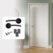 White Primed Smooth 4P Ladder FD30 Fire Rated Internal Door with Handle Pack