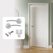 White Primed Smooth 4P Ladder FD30 Fire Rated Internal Door with Handle Pack