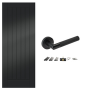 Smooth Black Fully Finished FD30 Fire Rated Suffolk Cottage Internal Door with Handle Pack