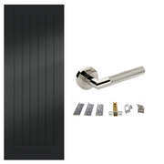 Smooth Black Fully Finished FD30 Fire Rated Suffolk Cottage Internal Door with Handle Pack