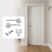 White Primed Hollow Core Smooth 5P Vancouver Internal Door with Handle Pack