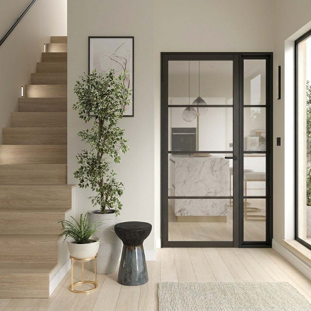 Industrial Style Soho 4L Internal Door Set with Fixed Side Panel