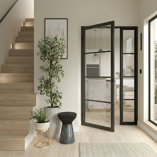 Industrial Style Soho 4L Internal Door Set with Fixed Side Panel
