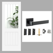 Fully Finished White Cottage Newark Half Light Glazed Internal Door with Handle Pack