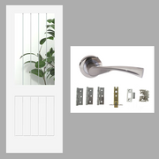 Fully Finished White Cottage Newark Half Light Glazed Internal Door with Handle Pack
