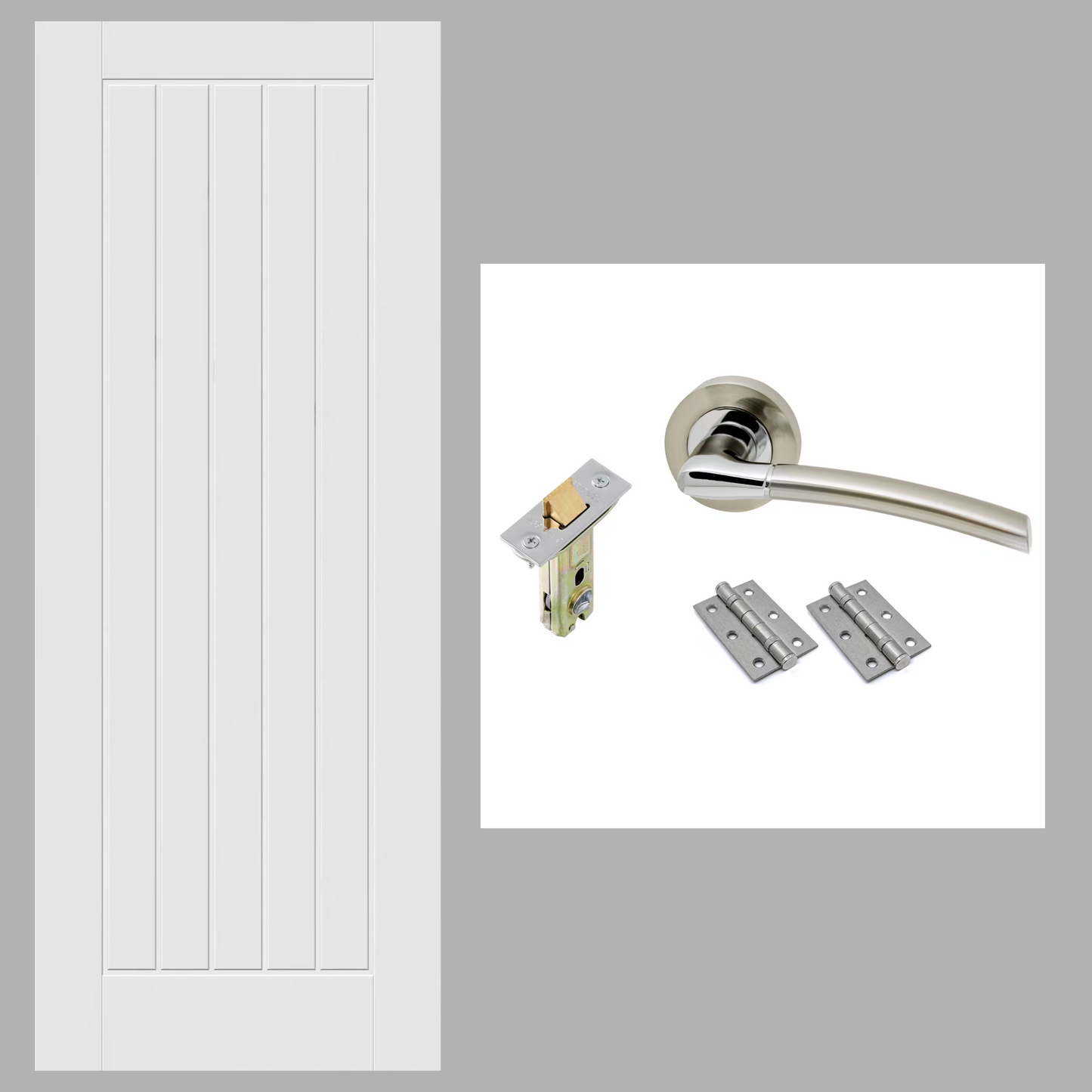 Suffolk White Cottage FD30 Fire Rated Smooth Moulded Internal Door with Handle Pack