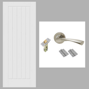 Suffolk White Cottage FD30 Fire Rated Smooth Moulded Internal Door with Handle Pack