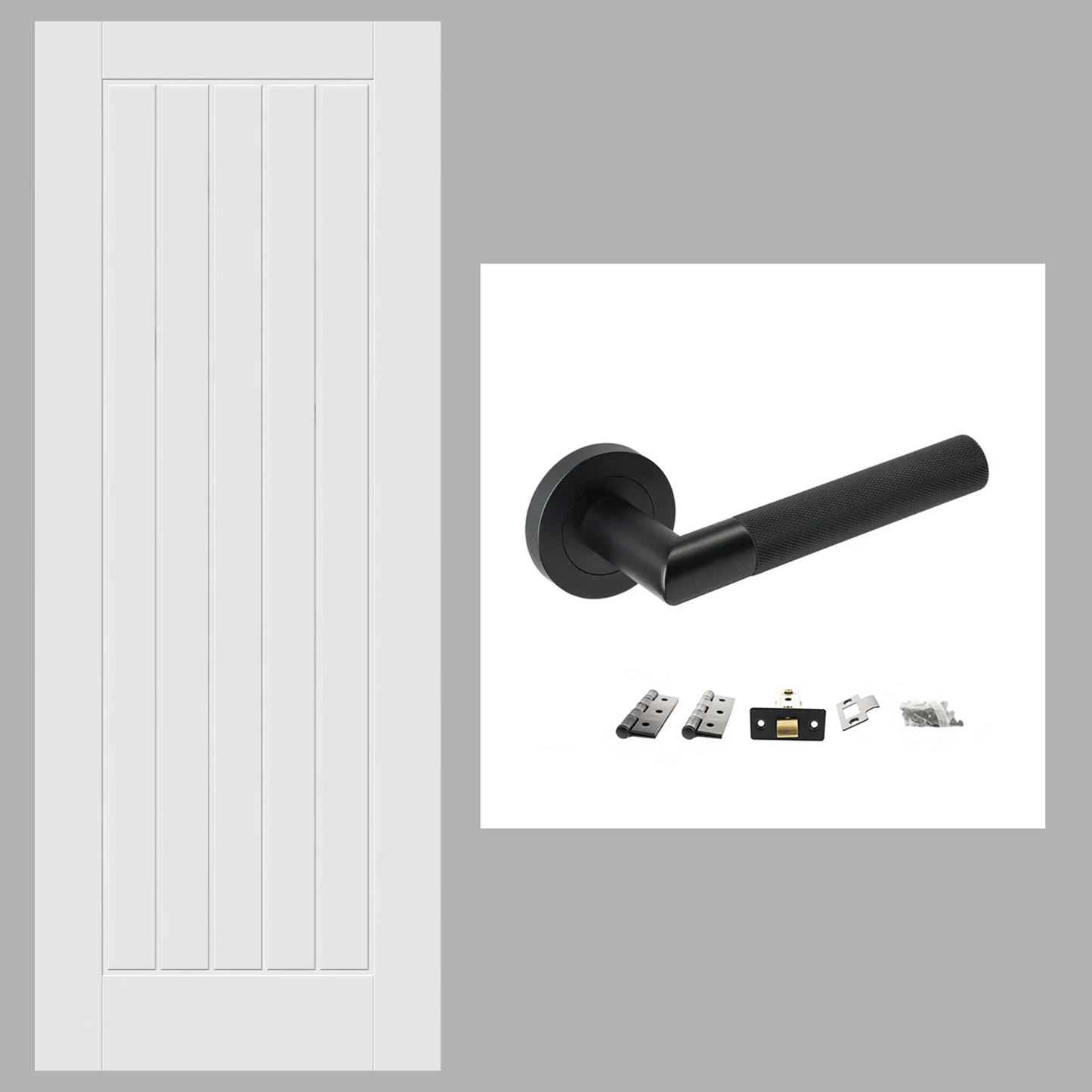 Suffolk White Cottage FD30 Fire Rated Smooth Moulded Internal Door with Handle Pack