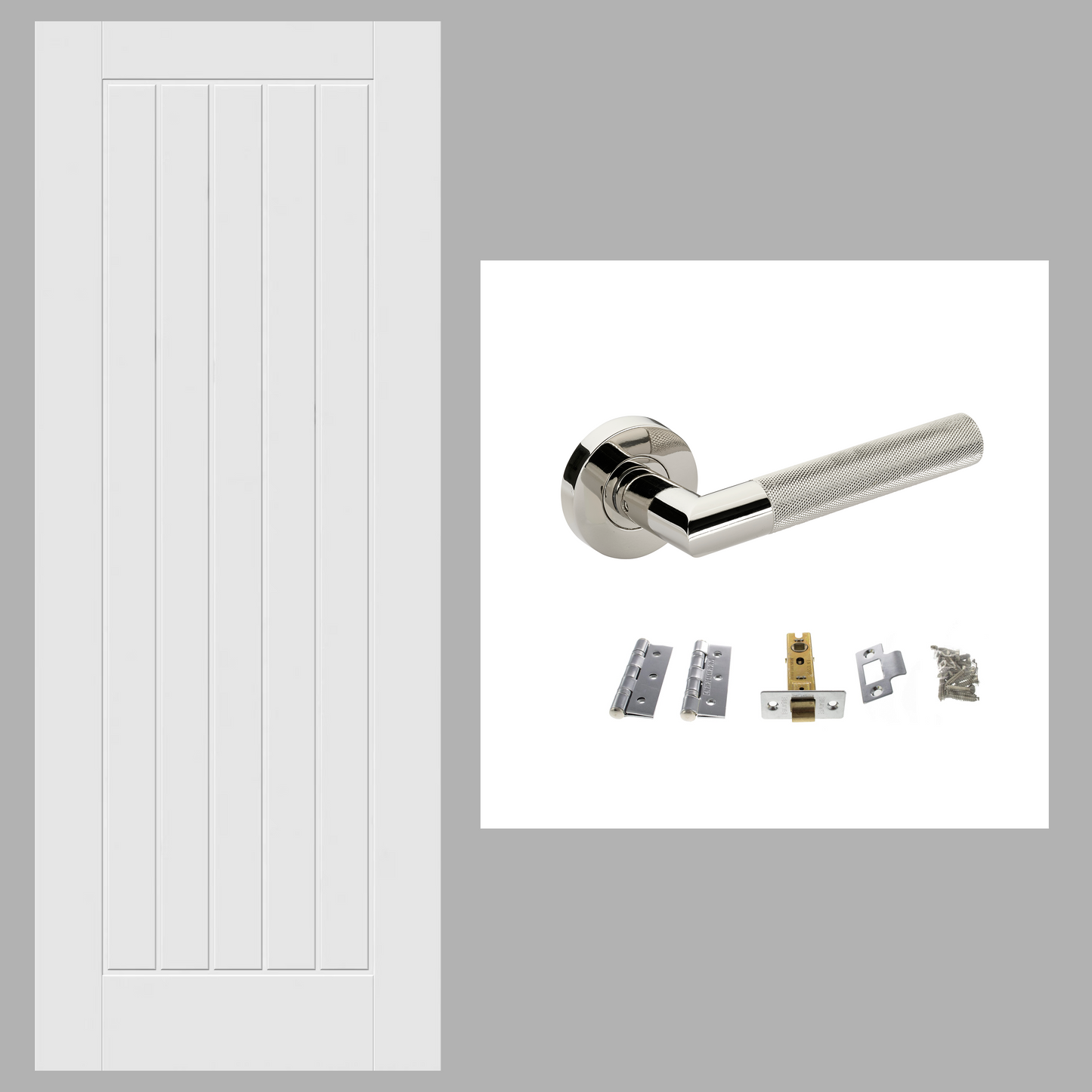 Suffolk White Cottage FD30 Fire Rated Smooth Moulded Internal Door with Handle Pack