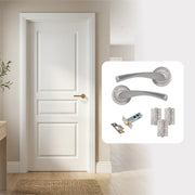 White Primed 3 Panel Textured Hollow Core Internal Door with Handle Pack
