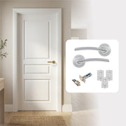 White Primed 3 Panel Textured Hollow Core Internal Door with Handle Pack