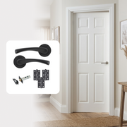 White Primed Textured Regency 6P Hollow Core Internal Door with Handle Pack