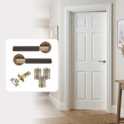 White Primed Textured Regency 6P Hollow Core Internal Door with Handle Pack