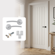 White Primed Textured Mexicano FD30 Fire Rated Internal Door with Handle Pack