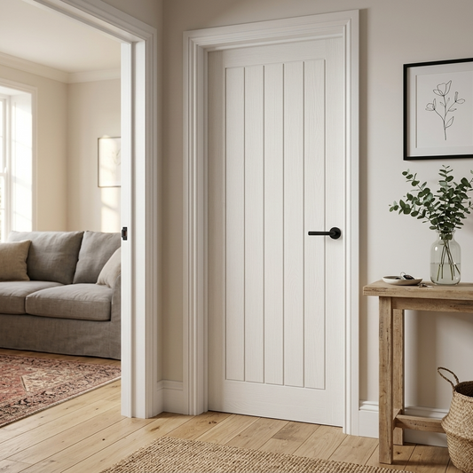White Primed Textured Mexicano FD30 Fire Rated Internal Door