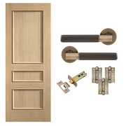 Fully Finished Toledo 3 Panel Internal Door with Handle Pack