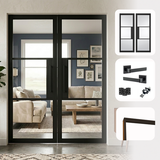 Tribeca Black Clear Glazed 3L Pair Door Set